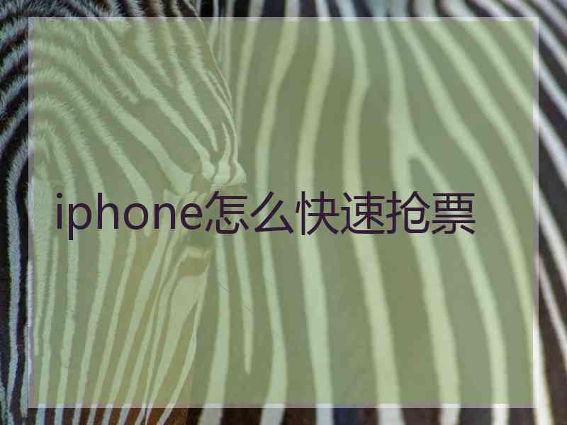 iphone怎么快速抢票