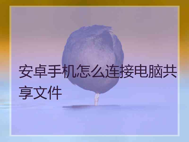 安卓手机怎么连接电脑共享文件