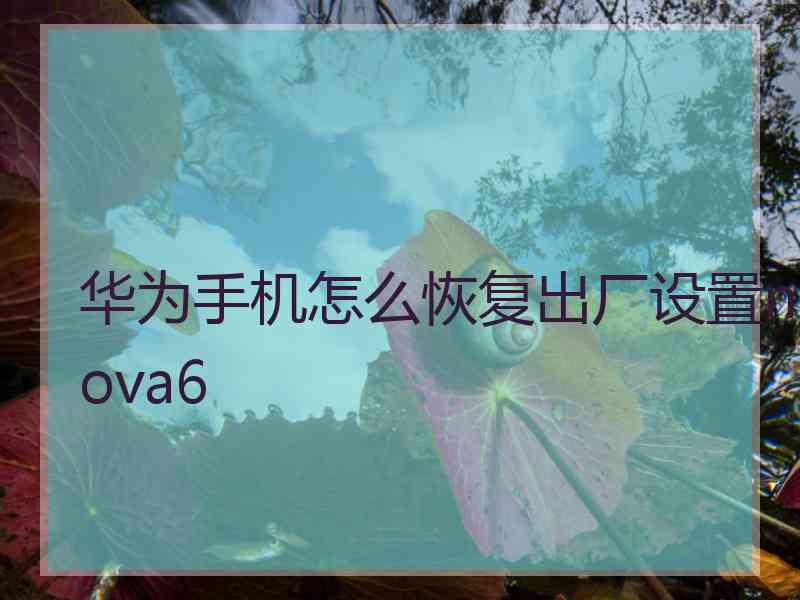 华为手机怎么恢复出厂设置nova6