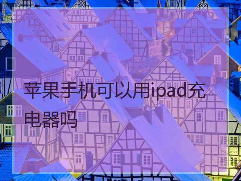 苹果手机可以用ipad充电器吗