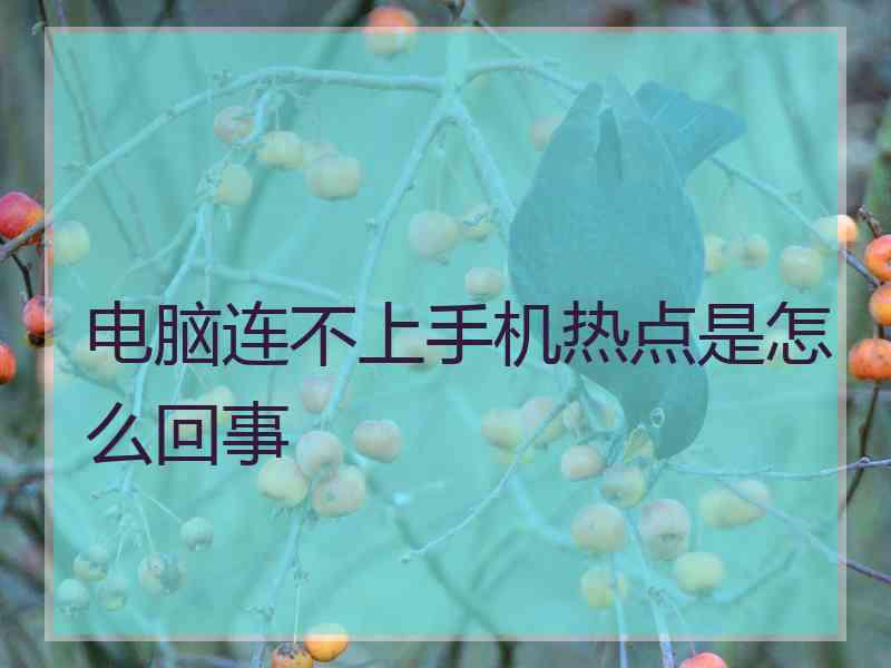 电脑连不上手机热点是怎么回事