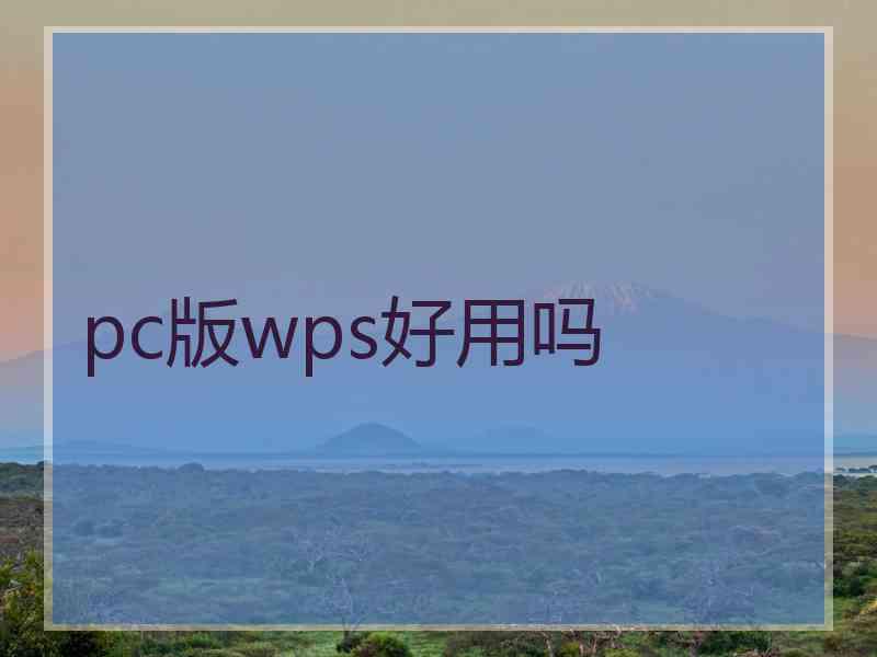 pc版wps好用吗