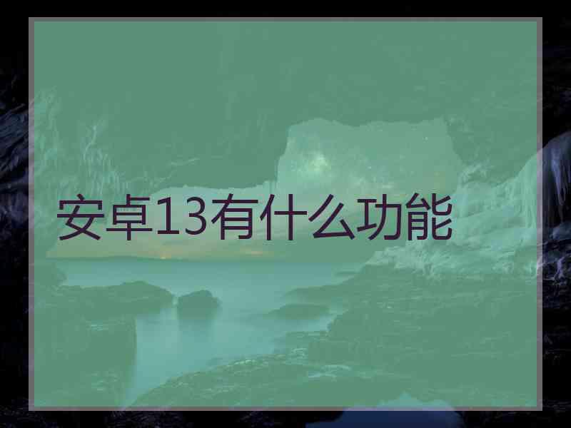 安卓13有什么功能