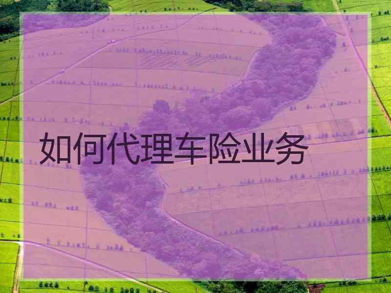 如何代理车险业务