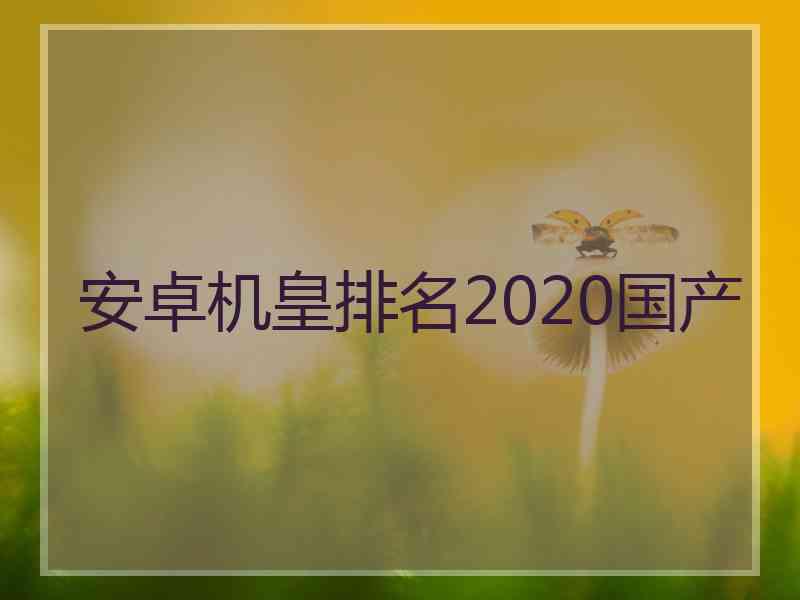 安卓机皇排名2020国产