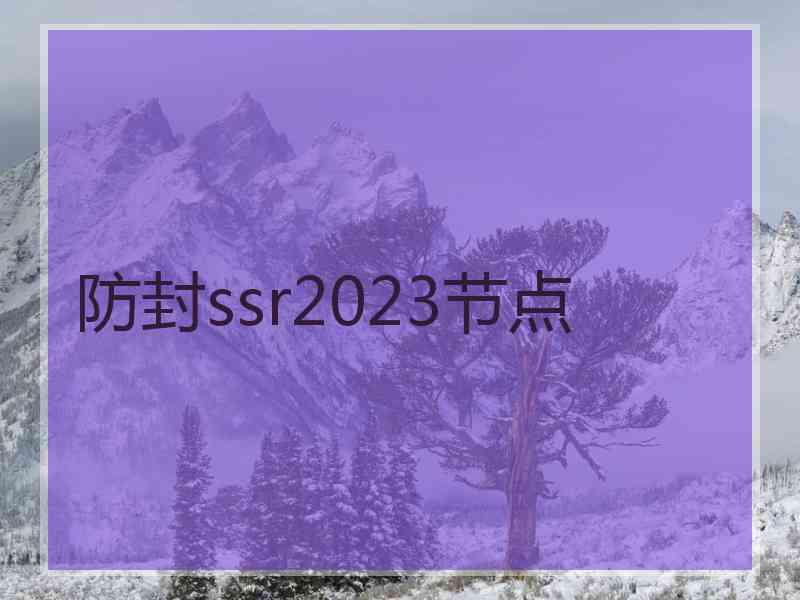 防封ssr2023节点