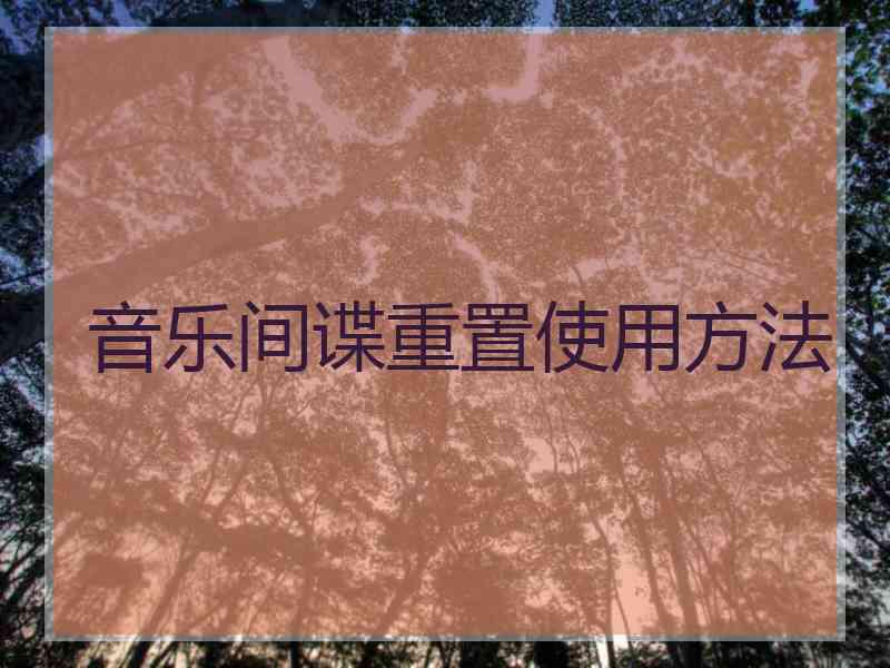 音乐间谍重置使用方法