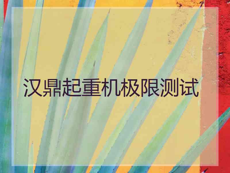 汉鼎起重机极限测试