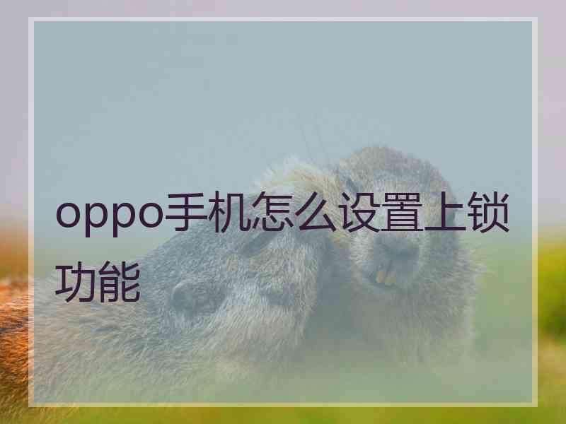 oppo手机怎么设置上锁功能