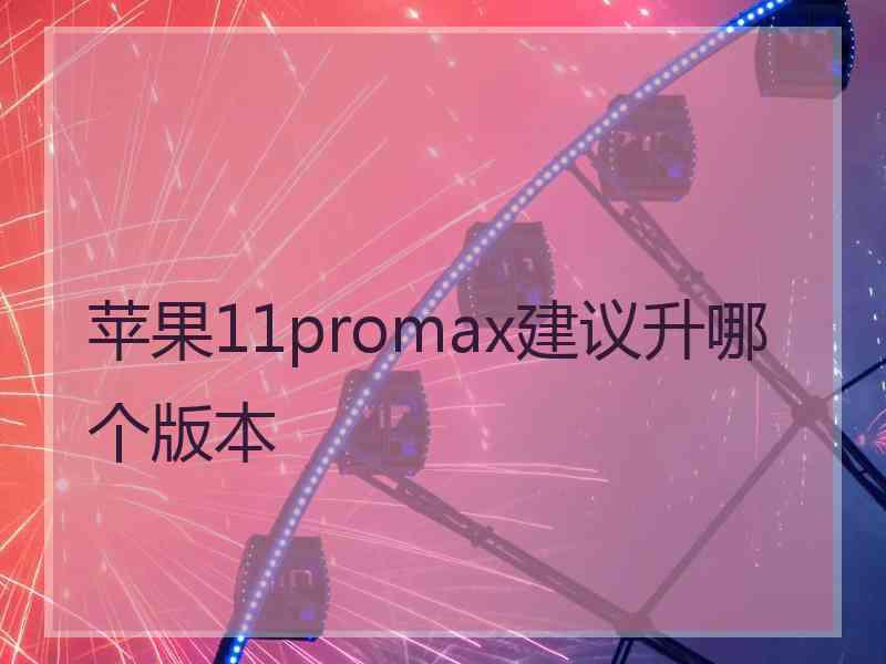 苹果11promax建议升哪个版本