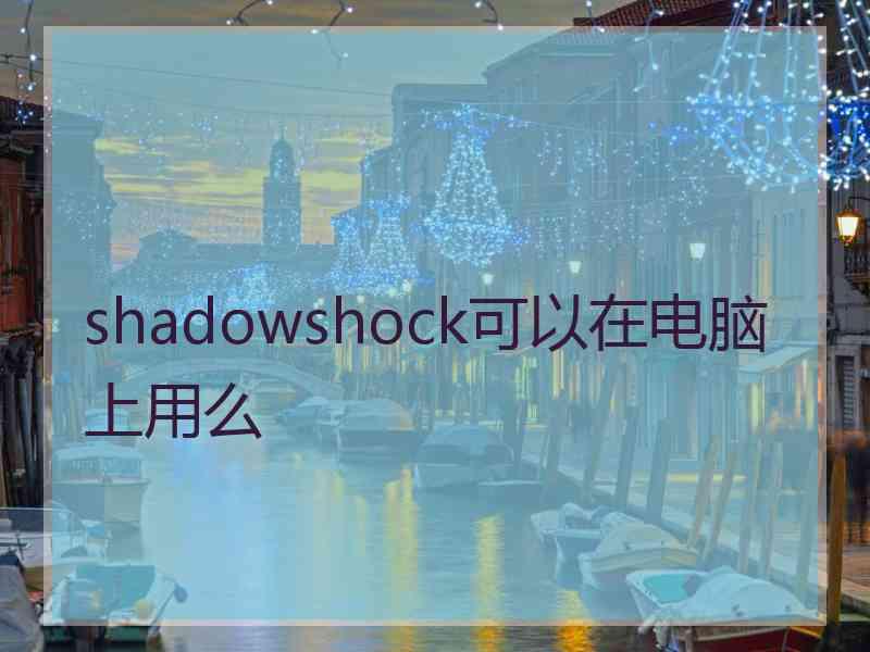 shadowshock可以在电脑上用么