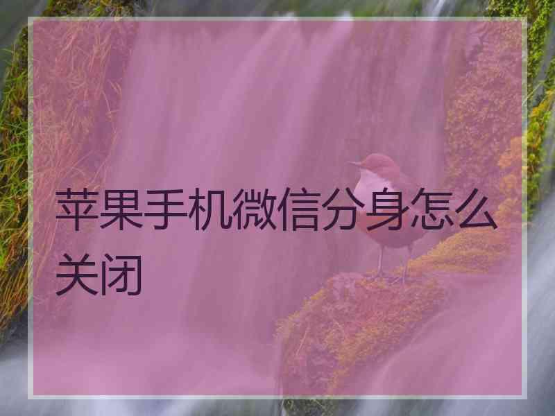 苹果手机微信分身怎么关闭