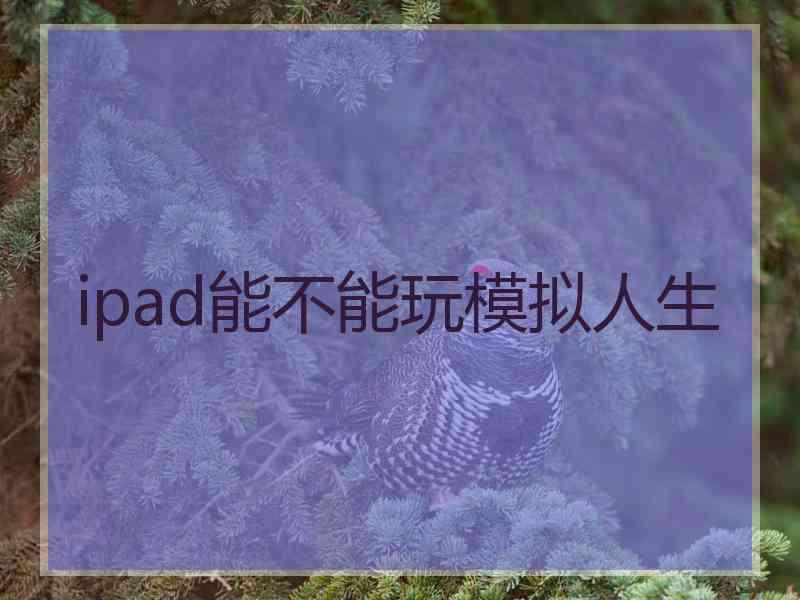 ipad能不能玩模拟人生