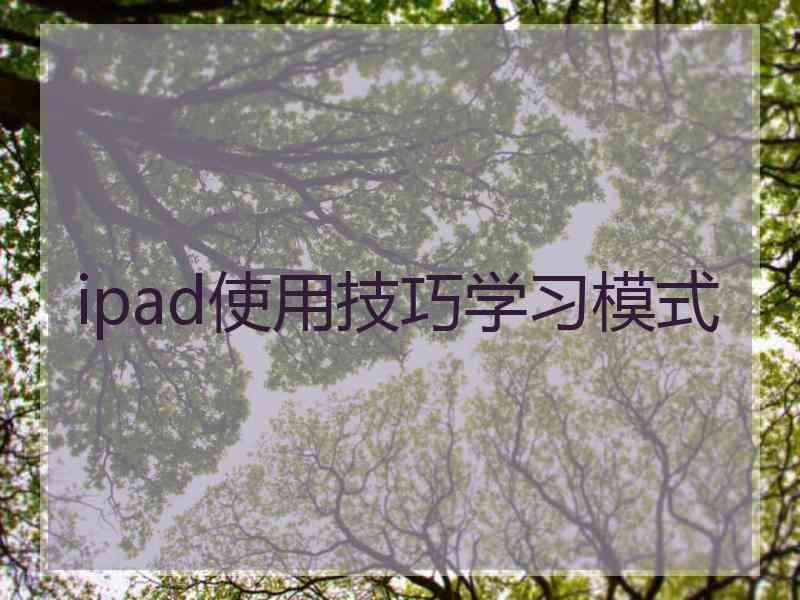 ipad使用技巧学习模式