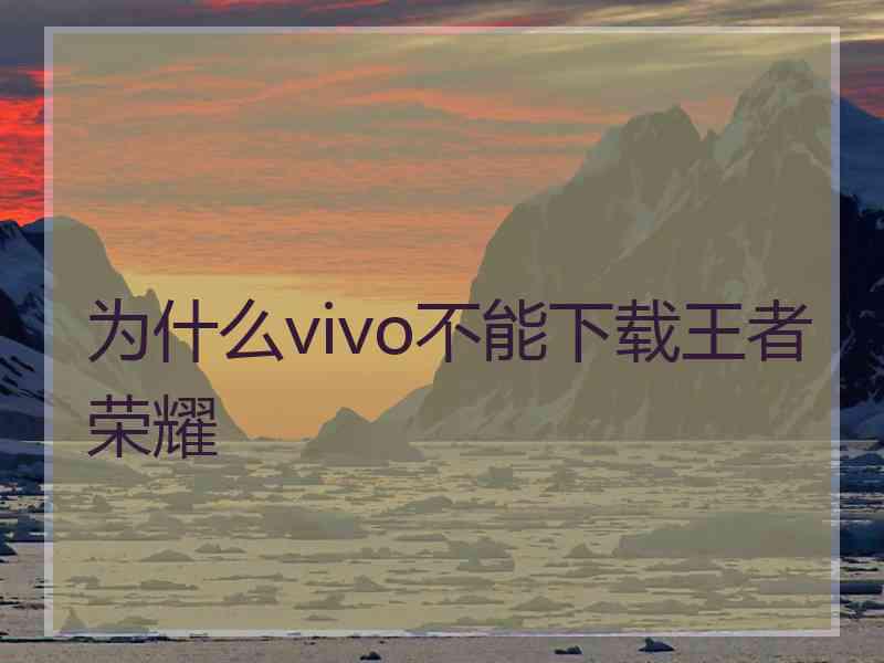 为什么vivo不能下载王者荣耀