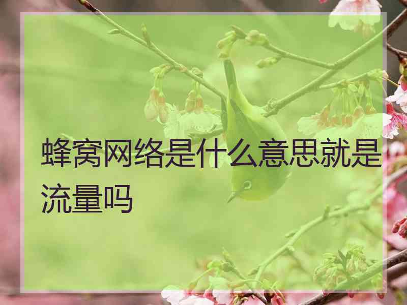 蜂窝网络是什么意思就是流量吗