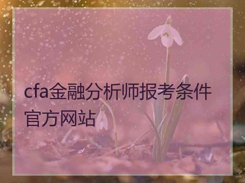 cfa金融分析师报考条件官方网站