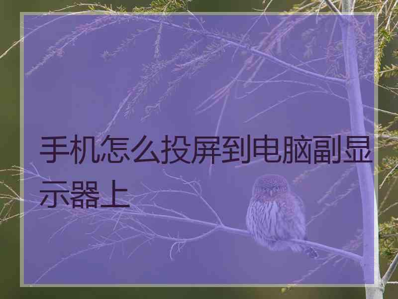 手机怎么投屏到电脑副显示器上