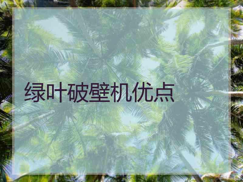 绿叶破壁机优点