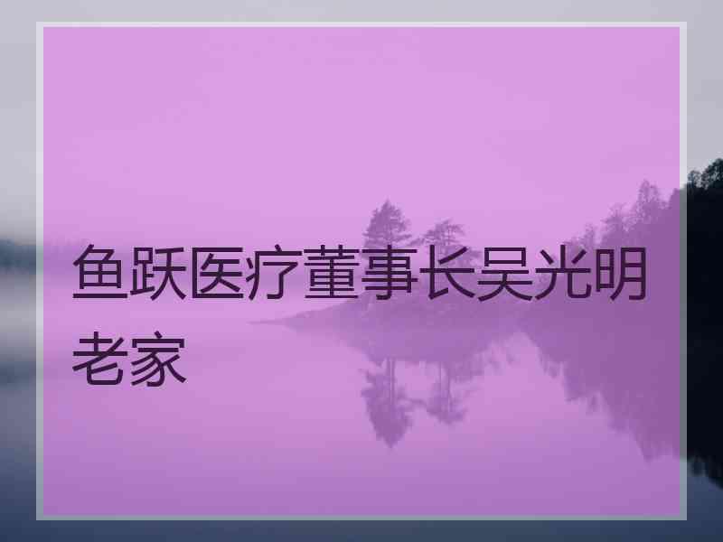 鱼跃医疗董事长吴光明老家