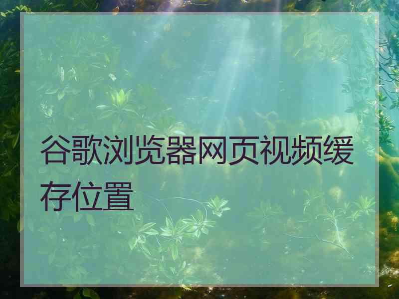 谷歌浏览器网页视频缓存位置