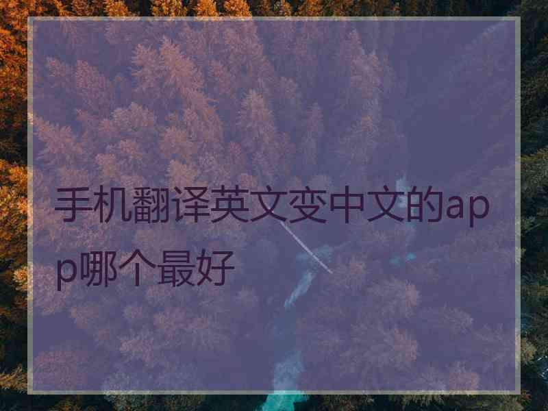 手机翻译英文变中文的app哪个最好