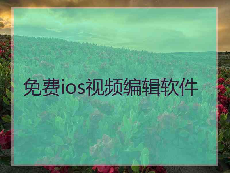 免费ios视频编辑软件