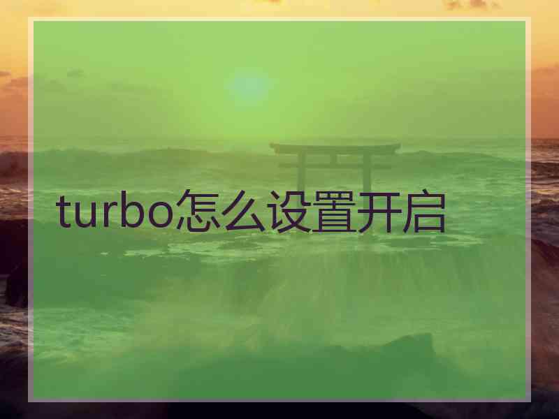 turbo怎么设置开启