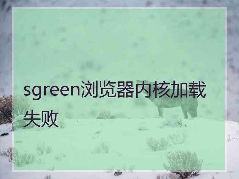 sgreen浏览器内核加载失败