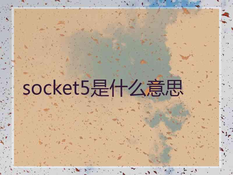 socket5是什么意思