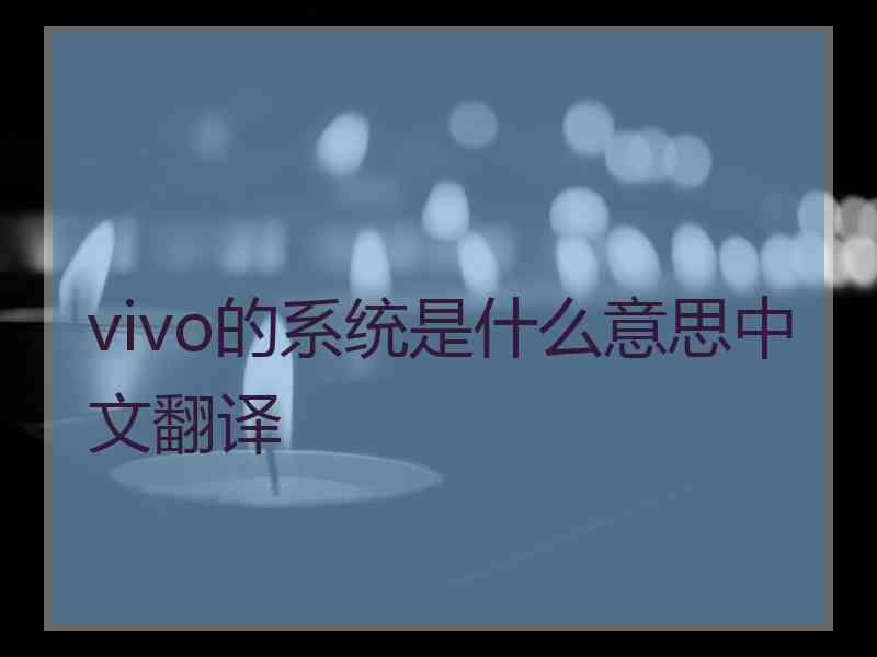 vivo的系统是什么意思中文翻译