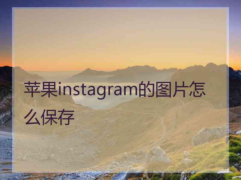 苹果instagram的图片怎么保存