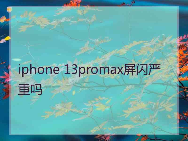 iphone 13promax屏闪严重吗