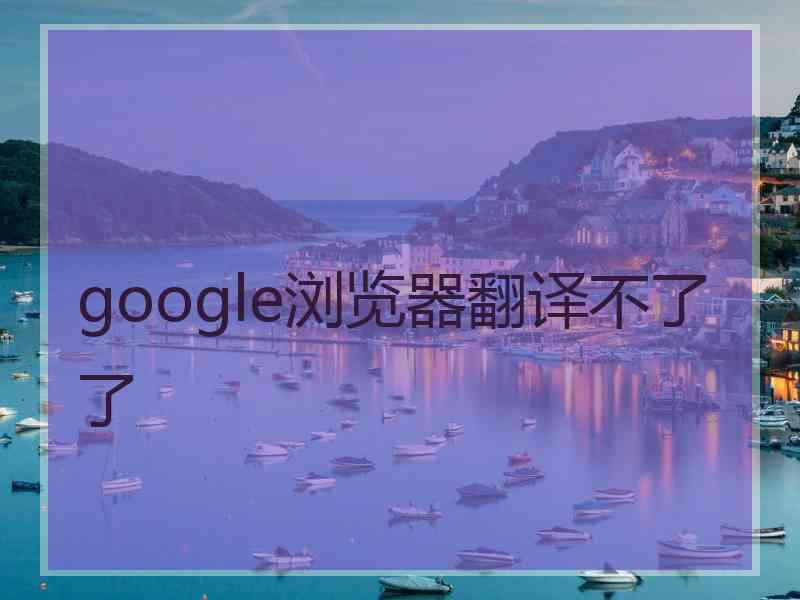 google浏览器翻译不了了