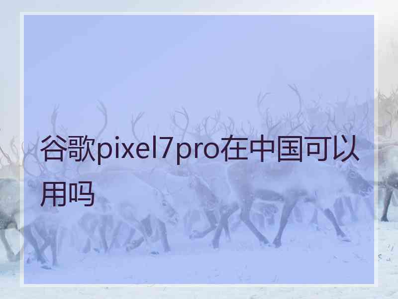 谷歌pixel7pro在中国可以用吗