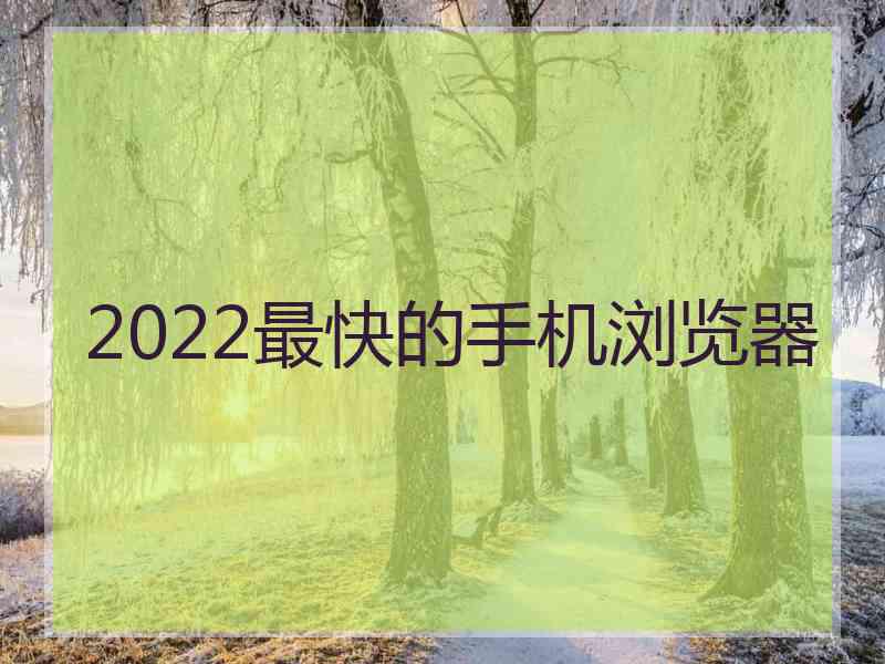 2022最快的手机浏览器