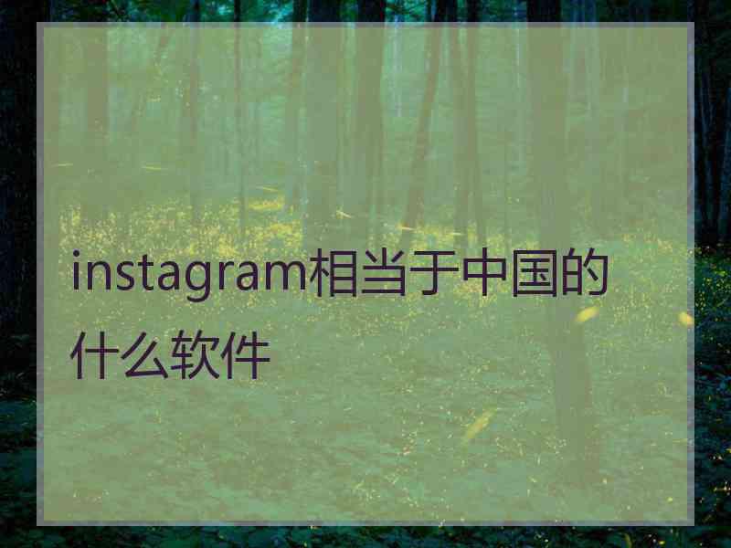 instagram相当于中国的什么软件