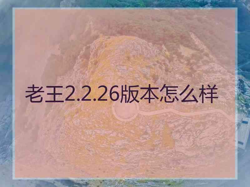 老王2.2.26版本怎么样