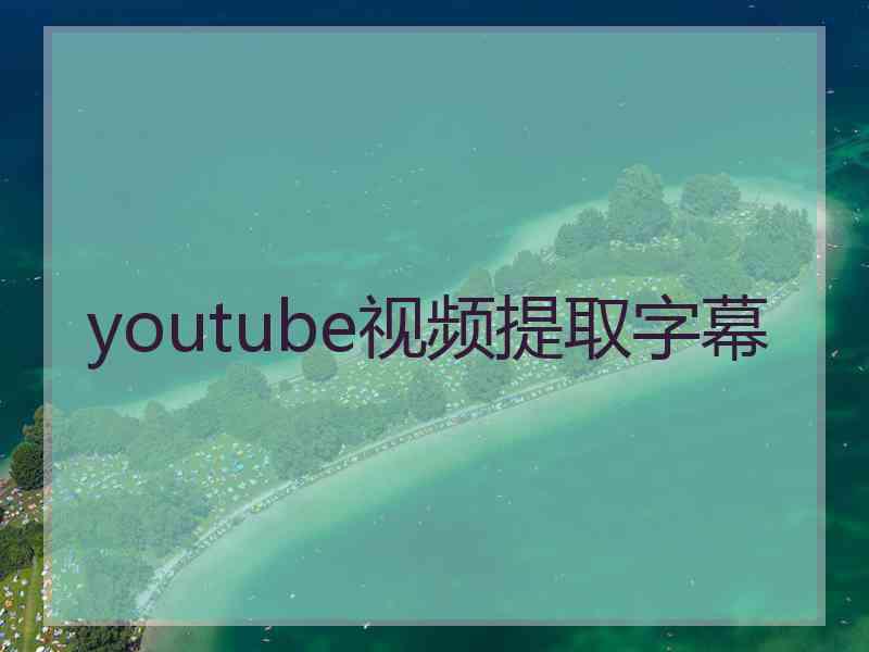 youtube视频提取字幕