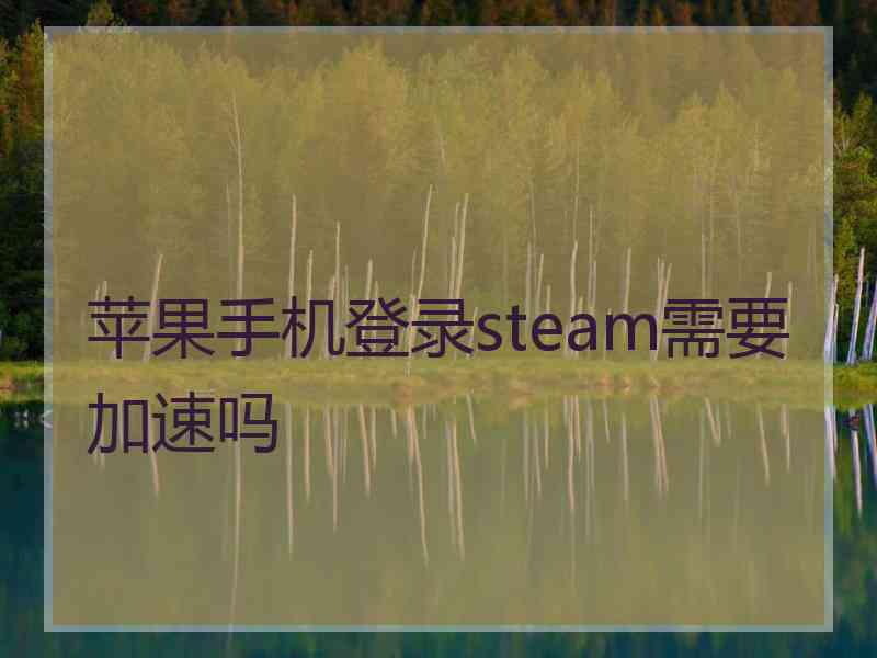 苹果手机登录steam需要加速吗