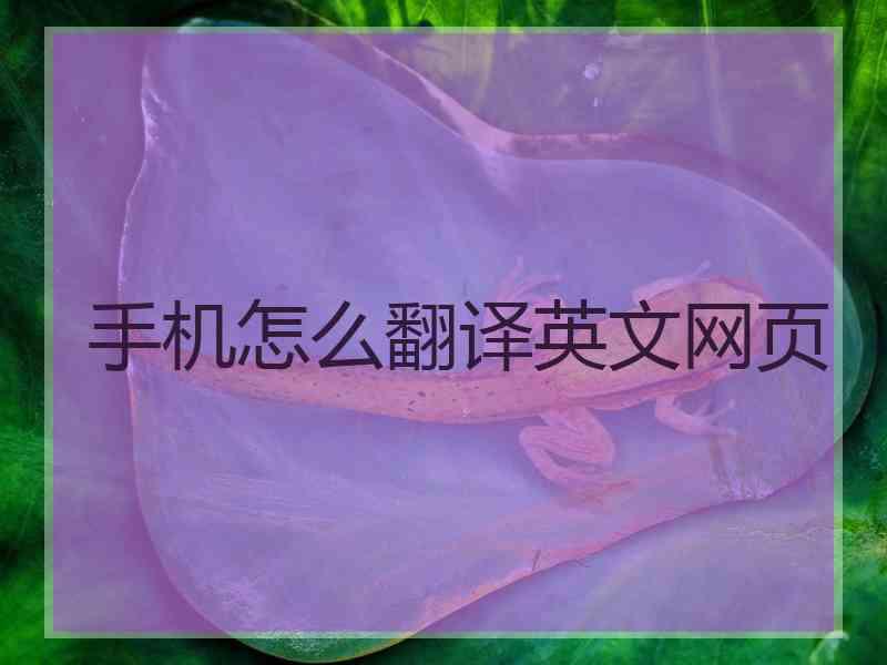 手机怎么翻译英文网页