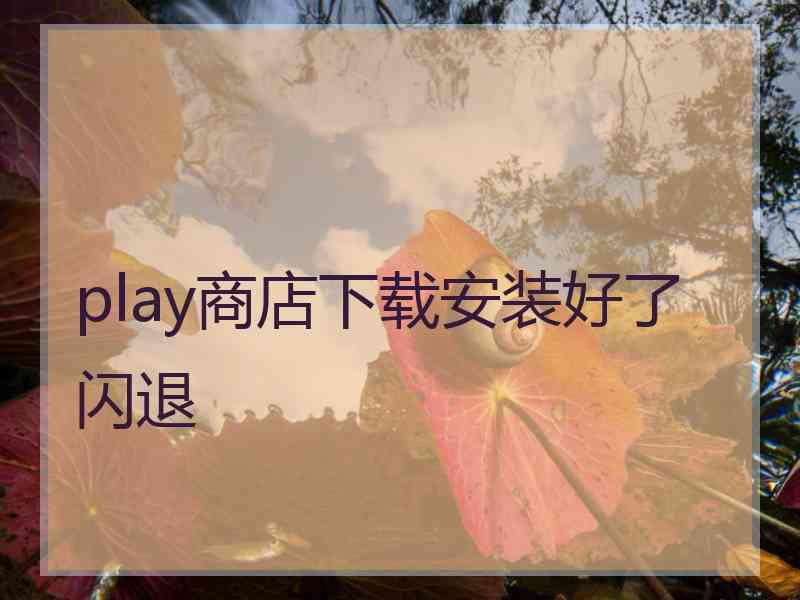 play商店下载安装好了闪退