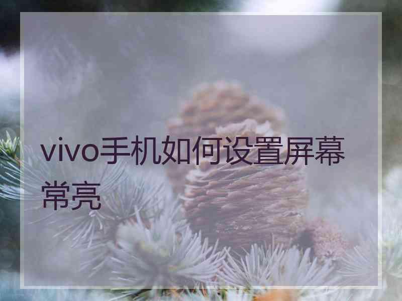 vivo手机如何设置屏幕常亮