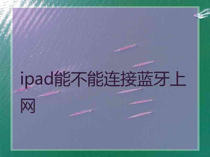 ipad能不能连接蓝牙上网