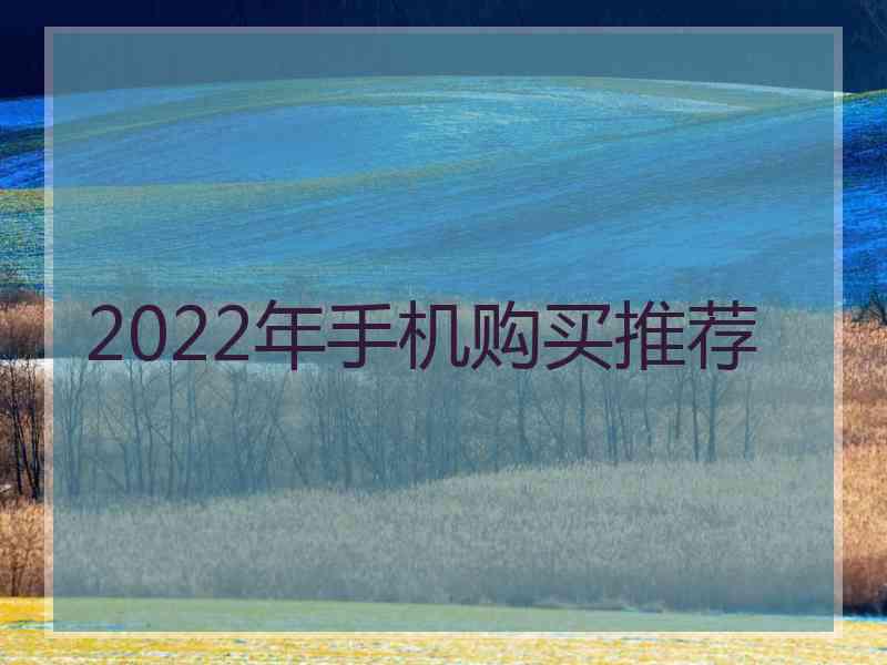 2022年手机购买推荐