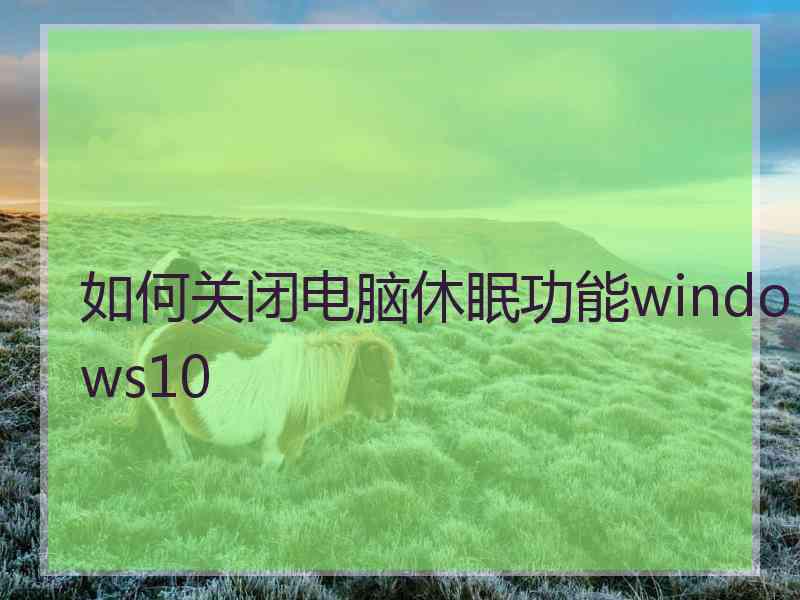 如何关闭电脑休眠功能windows10