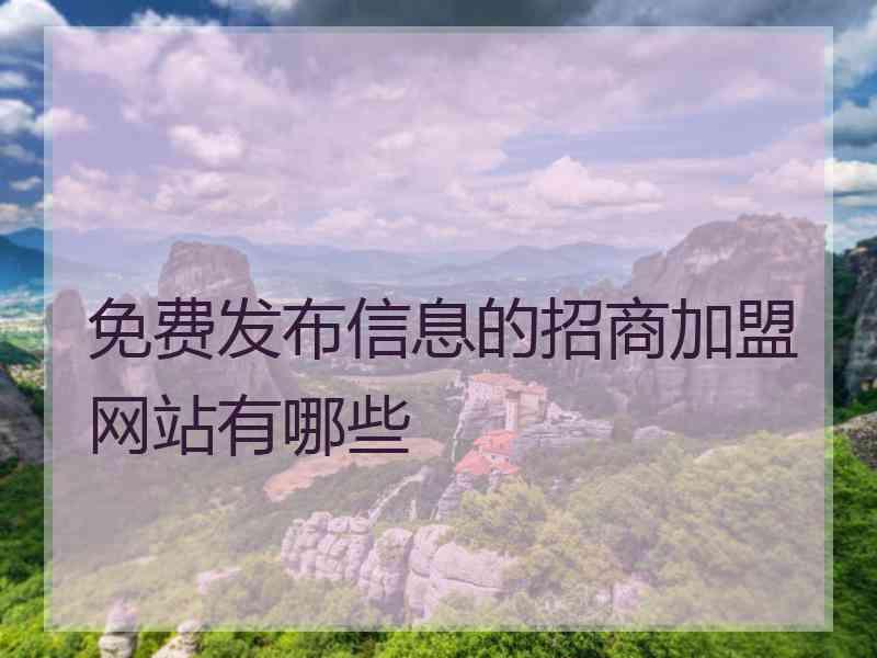 免费发布信息的招商加盟网站有哪些