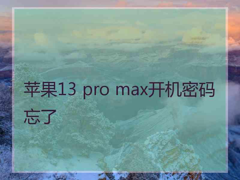 苹果13 pro max开机密码忘了