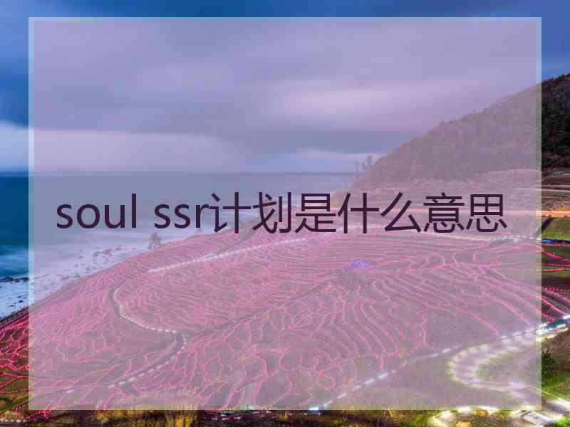 soul ssr计划是什么意思