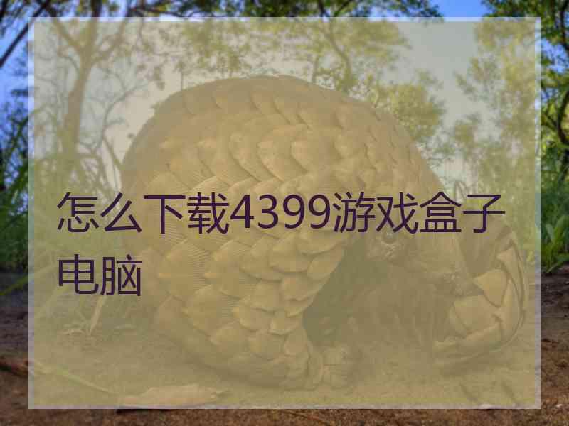 怎么下载4399游戏盒子电脑